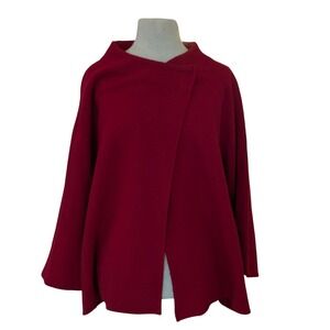 Unbranded Wool Cape Women M Red Asymmetrical Wrap Coat‎ Old Money Minimalist